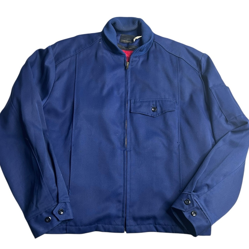 Todd Uniform Work Jacket Blue Size‎ 44 Medium Quilted Lined Heavy Duty Zip Up